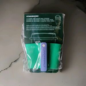 Starbucks Green and Purple Silicone Cup Sleeve Set